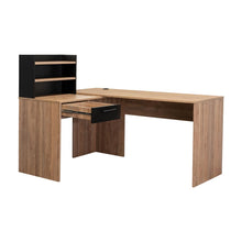 Escritorio En L Peralta, Miel y Wengue, con Un Cajón Organizador