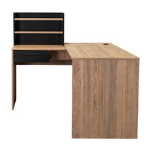 Escritorio En L Peralta, Miel y Wengue, con Un Cajón Organizador