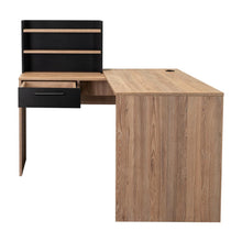 Escritorio En L Peralta, Miel y Wengue, con Un Cajón Organizador