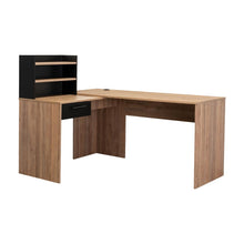 Escritorio En L Peralta, Miel y Wengue, con Un Cajón Organizador