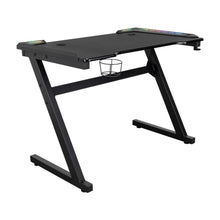 Escritorio Gamer Silver, Negro, Estructura Metalica y Luz Led