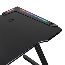 Escritorio Gamer Silver, Negro, Estructura Metalica y Luz Led