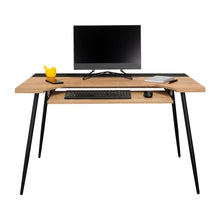 Escritorio Troet, Macadamia y Negro, con amplia superficie de trabajo