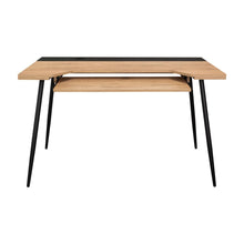 Escritorio Troet, Macadamia y Negro, con amplia superficie de trabajo