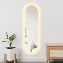 Espejo Curvo Oviedo, Gris, con Luz Led y Botón Touch