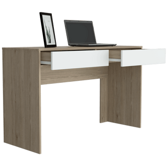 Escritorio Mantis, Beige y Blanco, con Dos Cajones Organizadores