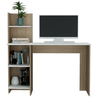 Escritorio ¡Wow!, Beige y Blanco, con Cuatro Entrepaños Para Ubicar Elementos de Estudio Cp