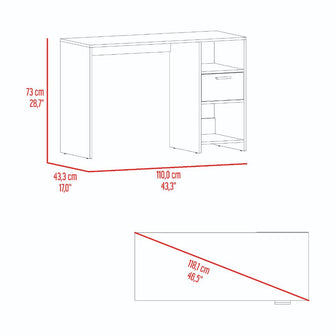 Escritorio Malasia, Bardolino, con Un Cajón Archivador y Dos Entrepaños