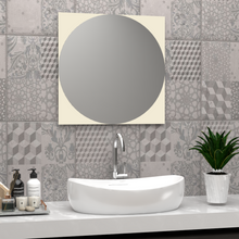Espejo Circular Salerno, Gris, con Diseño Sandblasting