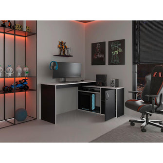 Escritorio Gamer En L Axis, Wengue y Blanco