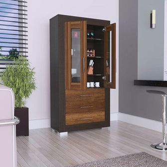 Mueble Multiusos Yakam, Cobre y Wengue, con Gran Capacidad de Almacenamiennto