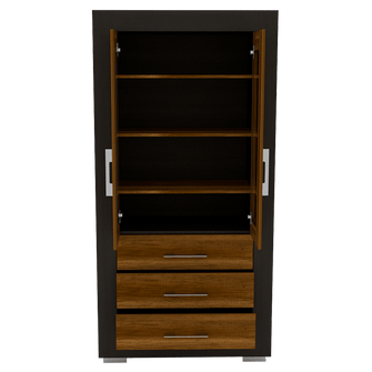 Mueble Multiusos Yakam, Cobre y Wengue, con Gran Capacidad de Almacenamiennto