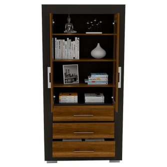 Mueble Multiusos Yakam, Cobre y Wengue, con Gran Capacidad de Almacenamiennto