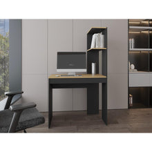 Escritorio Delph, Fresno Europeo y Wengue, con espacio derecho para ubicar objetos decorativos