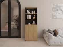 Biblioteca Home, Wengue y Fresno Europeo, con Cinco Entrepaños y Dos puertas