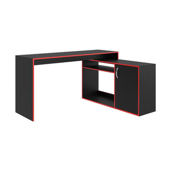 Escritorio Gamer En L Axis, Wengue y Rojo