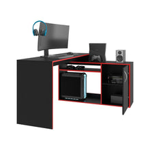 Escritorio Gamer En L Axis, Wengue y Rojo
