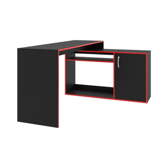 Escritorio Gamer En L Axis, Wengue y Rojo