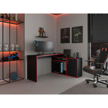 Escritorio Gamer En L Axis, Wengue y Rojo