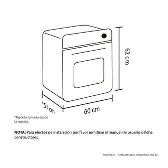 Horno mixto Casia 60 cm Inox 120V gas natural Haceb