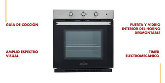 Horno eléctrico Tofu 60 cm Inox con vidrio negro 120V Haceb