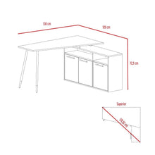 Escritorio En L Singapur, Café Claro y Blanco, con Tres Puertas Batientes