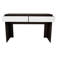 Escritorio Mantis, Nogal y Blanco, con Dos Cajones