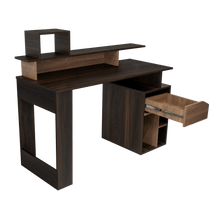 Escritorio Taira, Caoba y Miel, con Un Cajón y Espacio Para Artículos de Estudio