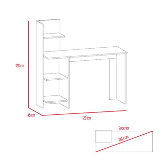 Escritorio ¡Wow!, Humo y Blanco Duqueza, con Cuatro Entrepaños - VIRTUAL MUEBLES