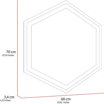 Espejo Hexagonal Wolf, Gris, con Luz Led y Botón Touch