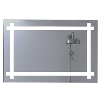 Espejo Rectangular Broni, Gris, con Luz Led y Botón Touch