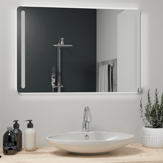 Espejo Rectangular Broni, Gris, con Luz Led