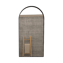 Espejo Rectangular Marsella, Negro, con Extremo Superior Curvo y En Estructura Metálica