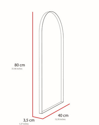 Espejo Rectangular Marsella, Negro, con Extremo Superior Curvo y En Estructura Metálica