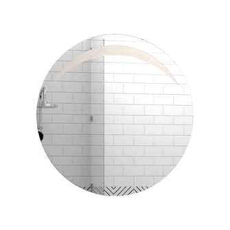 Espejo Circular Bombay, Gris, con Diseño en Sandblasting