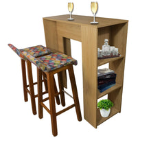 Barra de Cocina 101.5x100x40cm Madera + 2 Sillas Bar Colors