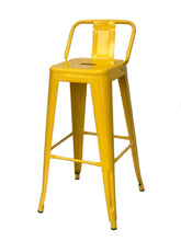 Kit x 2 Butaco Alto Tolix Con Espaldar Tipo Bar - Amarillo