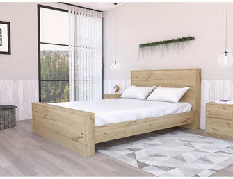 Cama Doble Felix, Café Claro, Incluye Tendido de Tablas