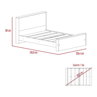 Cama Doble Felix, Café Claro, Incluye Tendido de Tablas