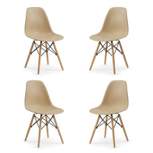 Set de 4 Sillas Eames, Color Taupe, con Patas de Madera