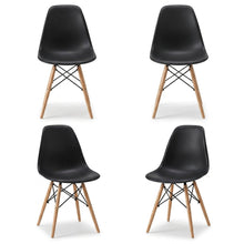 Set de 4 Sillas Eames, Color Negro, con Patas de Madera