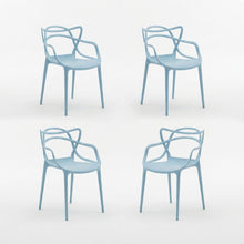 Set de 4 Sillas Palermo, Color Azul Claro, con Espaldar y Diseño Moderno