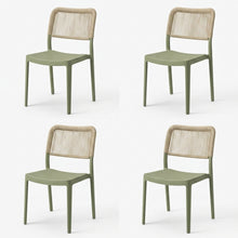 Set de 4 Sillas Austin, Color Verde Olivo, con Espaldar Tejido