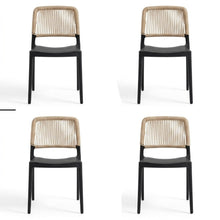 Set de 4 Sillas Houston, Color Negro, con Espaldar Tejido