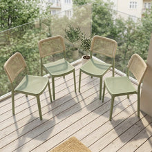 Set de 4 Sillas Austin, Color Verde Olivo, con Espaldar Tejido