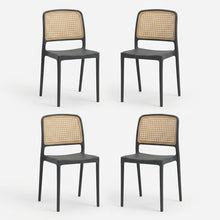Set de 4 Sillas Texas, Color Negro y Beige, con Espaldar Transpirable