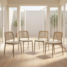 Set de 4 Sillas Houston, Color Taupe, con Espaldar Tejido