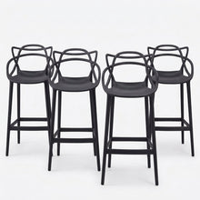 Set de 4 Sillas para Bar Palermo, Negro, con Reposa Pies Doble Proposito