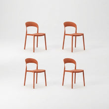Set de 4 Sillas Patrick, Color Terracota, con Espaldar y Diseño Moderno