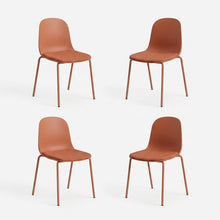 Set de 4 Sillas con Cojín Aiara, Color Rojo, Diseño Moderno